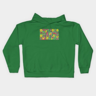 a snake under the yellow flowers Kids Hoodie